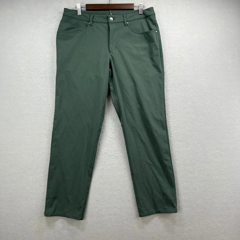 Lululemon ABC Pants Mens 34x29 Green Straight Warpstreme Classic Golf Trousers
